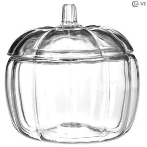 Clear Glass Pumpkin Candy Dish with Lid